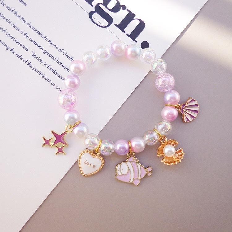 Girl's Cute Cartoon Pendant Beaded Bracelet