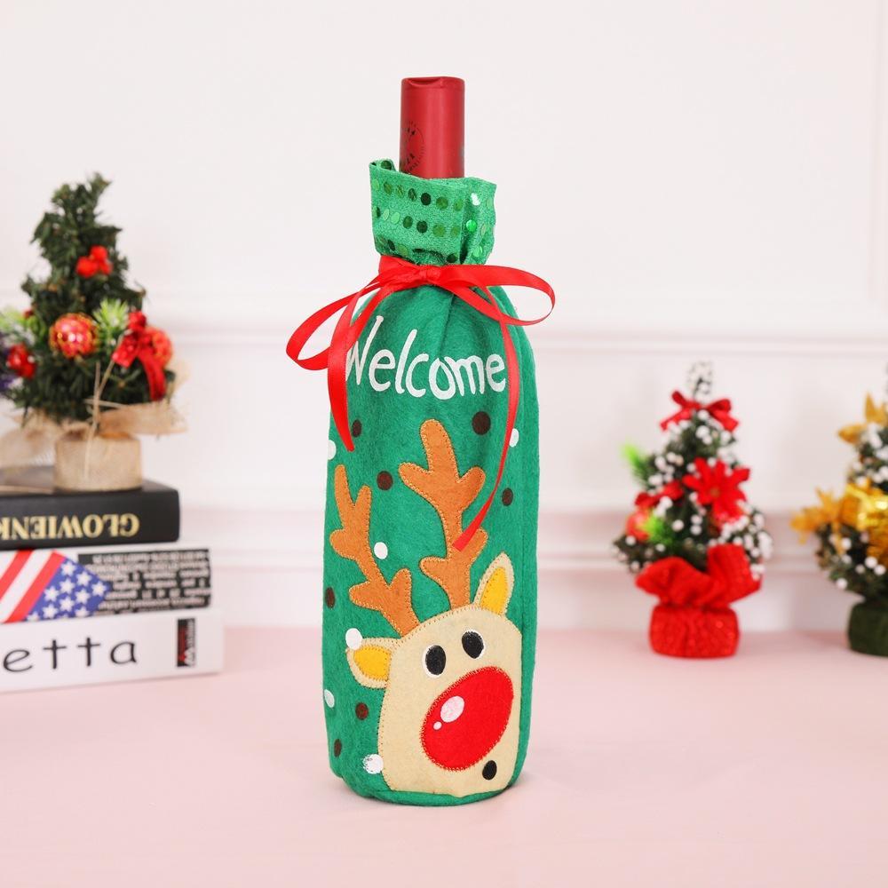 Christmas Decorations Red Wine Bottle Bag Cover
