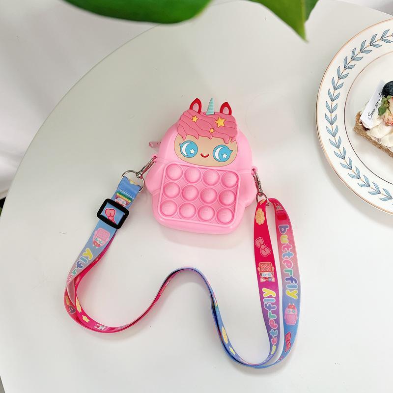 Children's Coin Purse Pink Bow Doll Press Toy