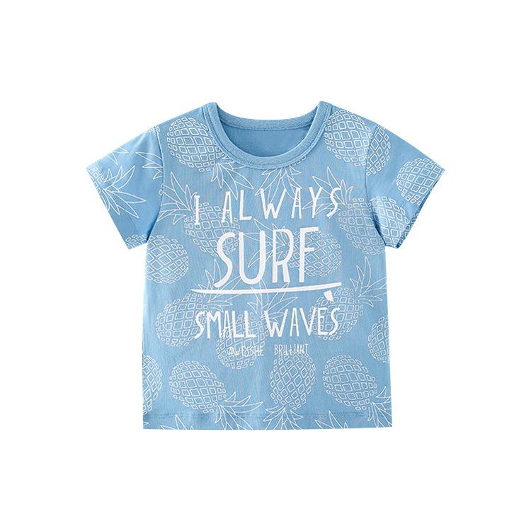 Boys' Short Sleeve T-Shirt Blue crew neck
