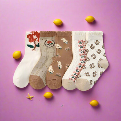 Children's Floral Cotton Lace Socks
