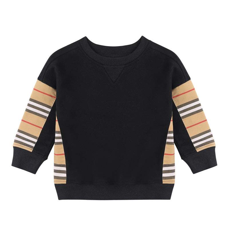 Children's Cotton Terry Striped Colorblock Pullover