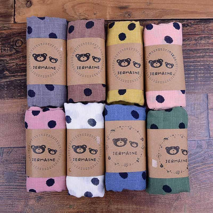 Children's Printed Dot Cotton and Hemp Warm Scarf