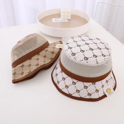Sunshade Wired Bear Print Children's Mesh Hat