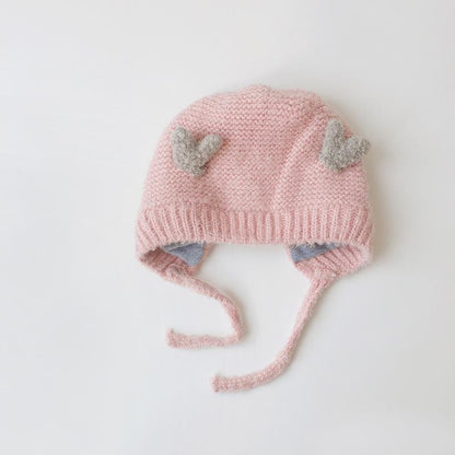 Baby Cartoon Knit Cap Strap Warm Ear Protection Cap