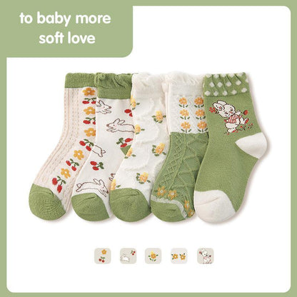 Children's Cartoon Striped Letter Cotton Socks