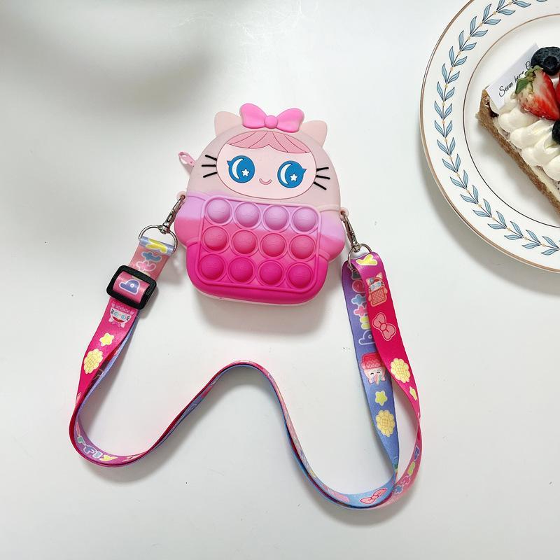 Children's Coin Purse Pink Bow Doll Press Toy