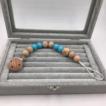 Baby Wooden Pacifier Clip Teether Anti-falling Chain