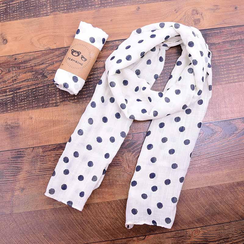 Children's Printed Dot Cotton and Hemp Warm Scarf