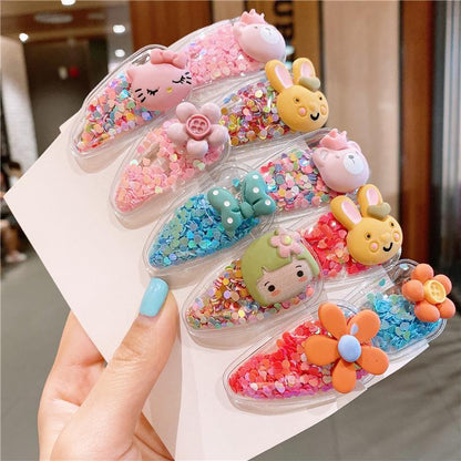 Color Quicksand Transparent PVC Children's Hairpin 10pcs/set