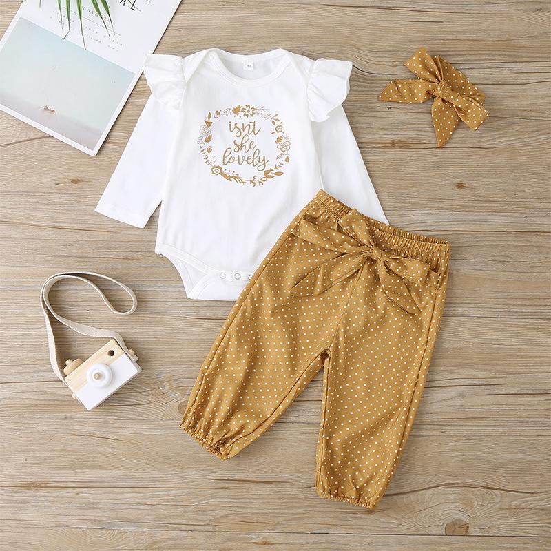 Baby Girl Long Sleeve Jumpsuit 3-piece Set