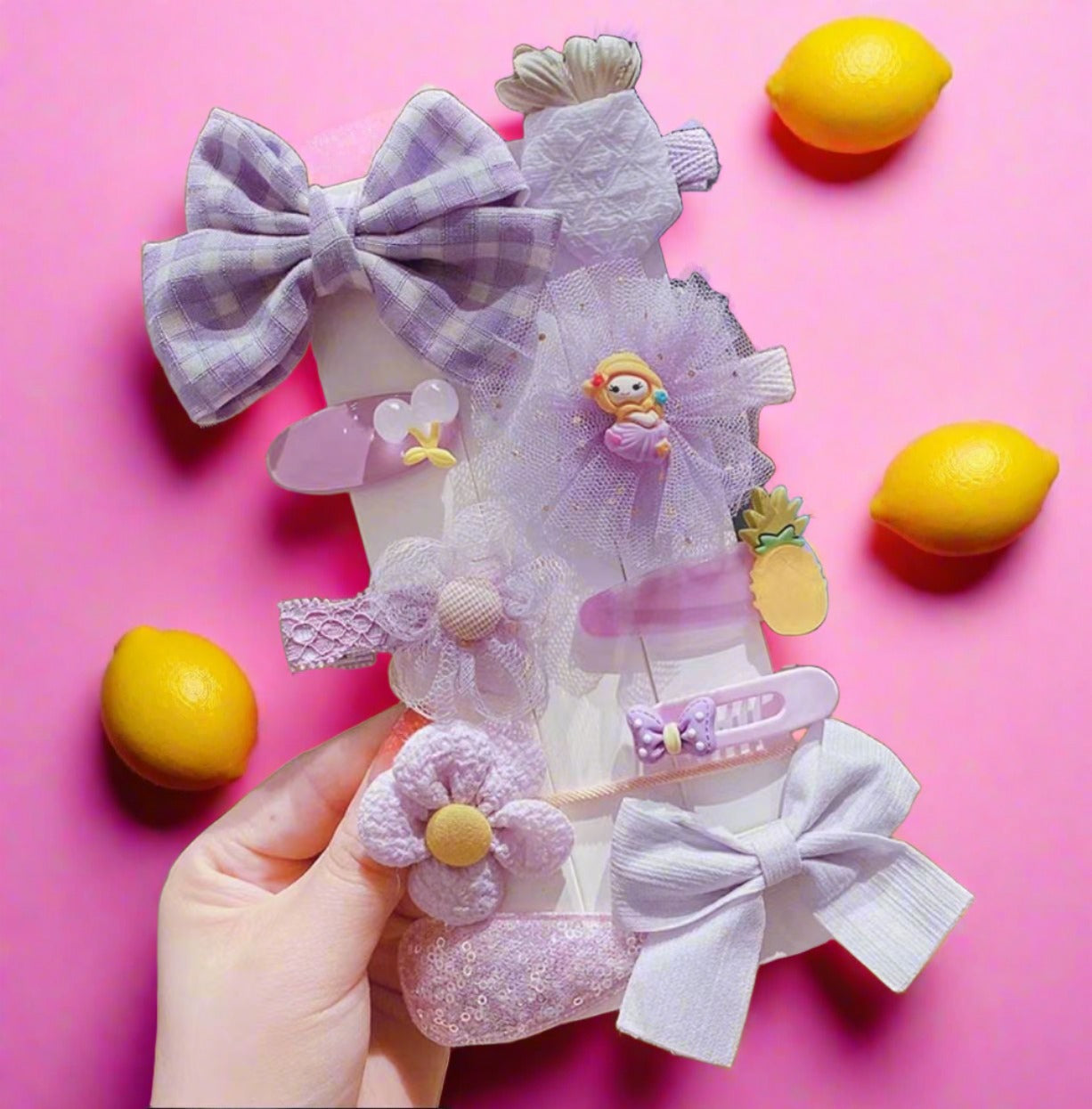 Children's Hairpin Set Bow Mesh Clip