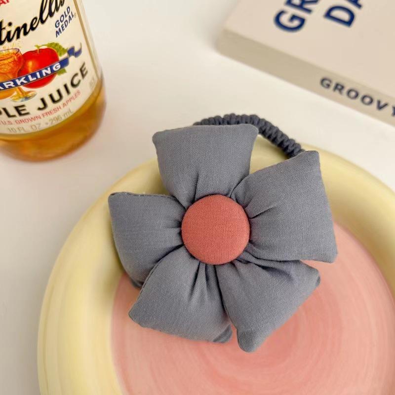 Girl's Big Flower Thick Rubber Band Fabric Hair Ring