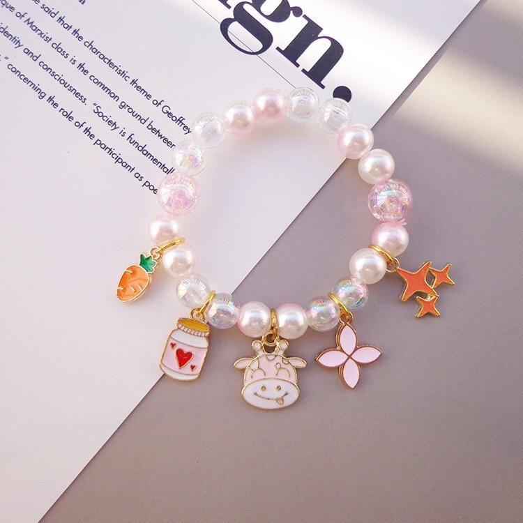 Girl's Cute Cartoon Pendant Beaded Bracelet