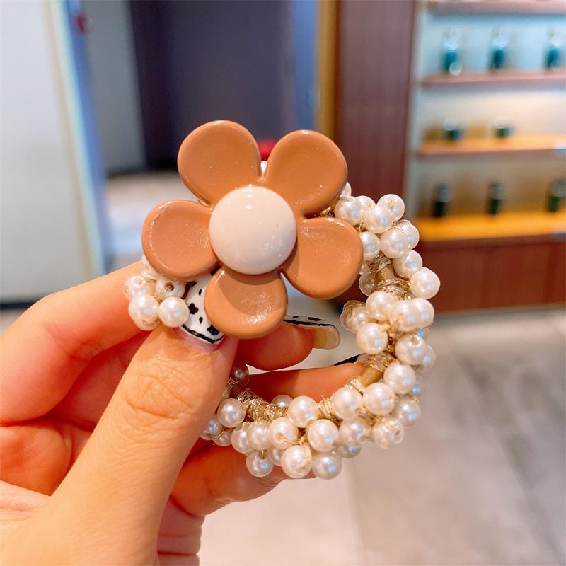 Milk Curry Children's Hair Tie Pearl Hair Rope