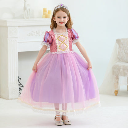 Snow white snow and ice long hair Princess Dress