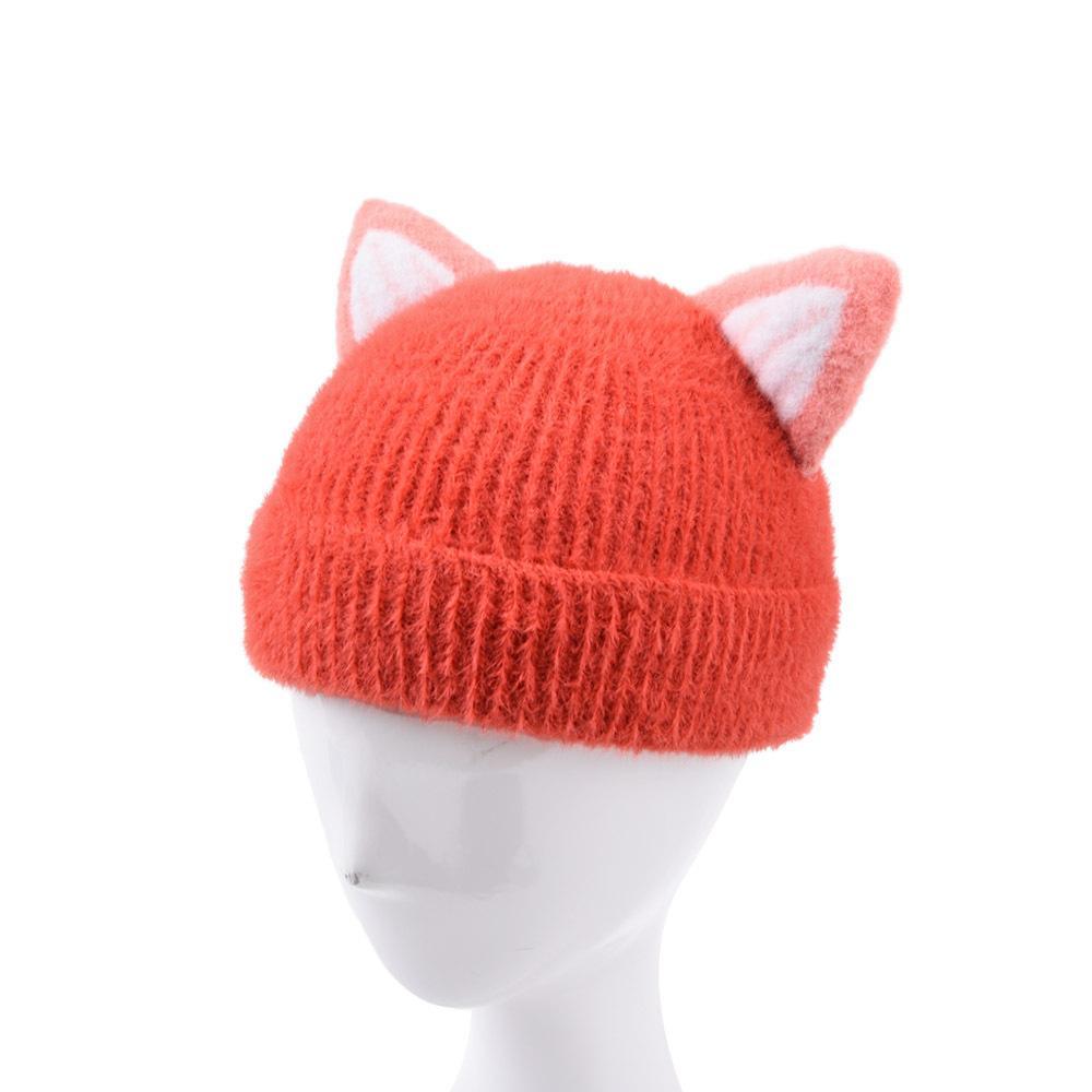 Cartoon Children's Cat Ear Knitted Hat Warm Plush Hat