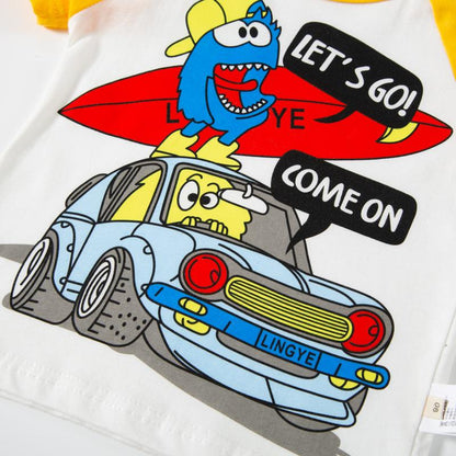 Children's short sleeve T-shirt insert sleeve contrast color boys' top hair substitute