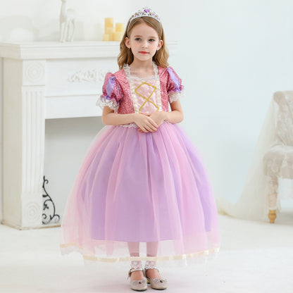 Snow white snow and ice long hair Princess Dress