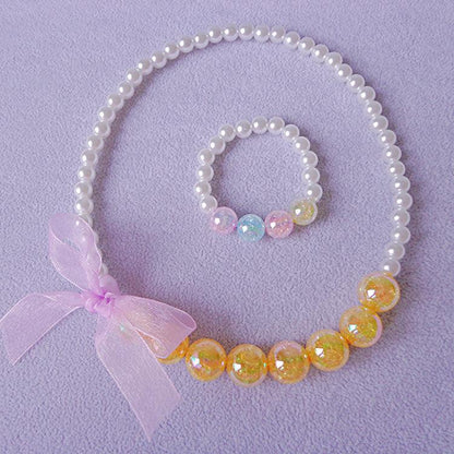 Clothing Ribbon Bow Accessories Children's Necklace Bracelet Set