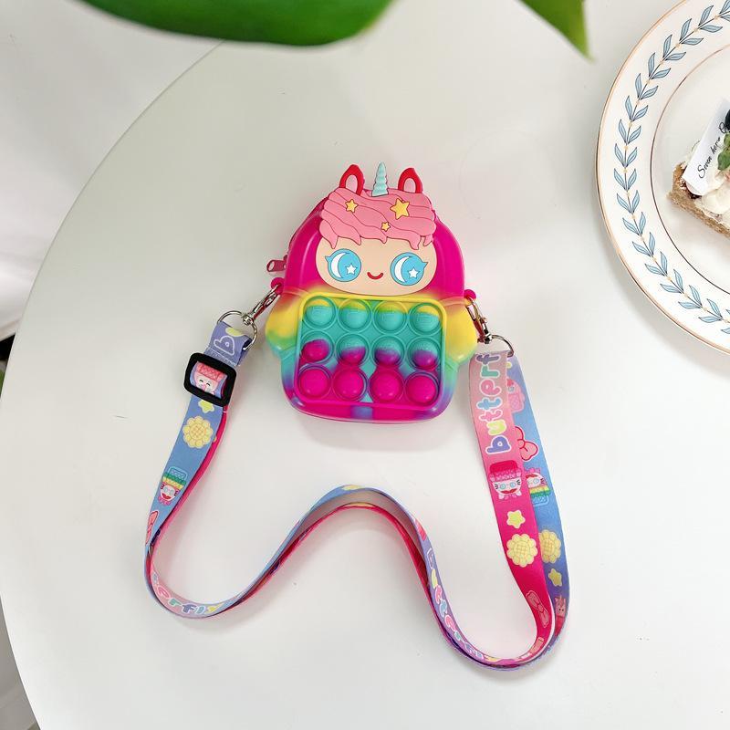Children's Coin Purse Pink Bow Doll Press Toy