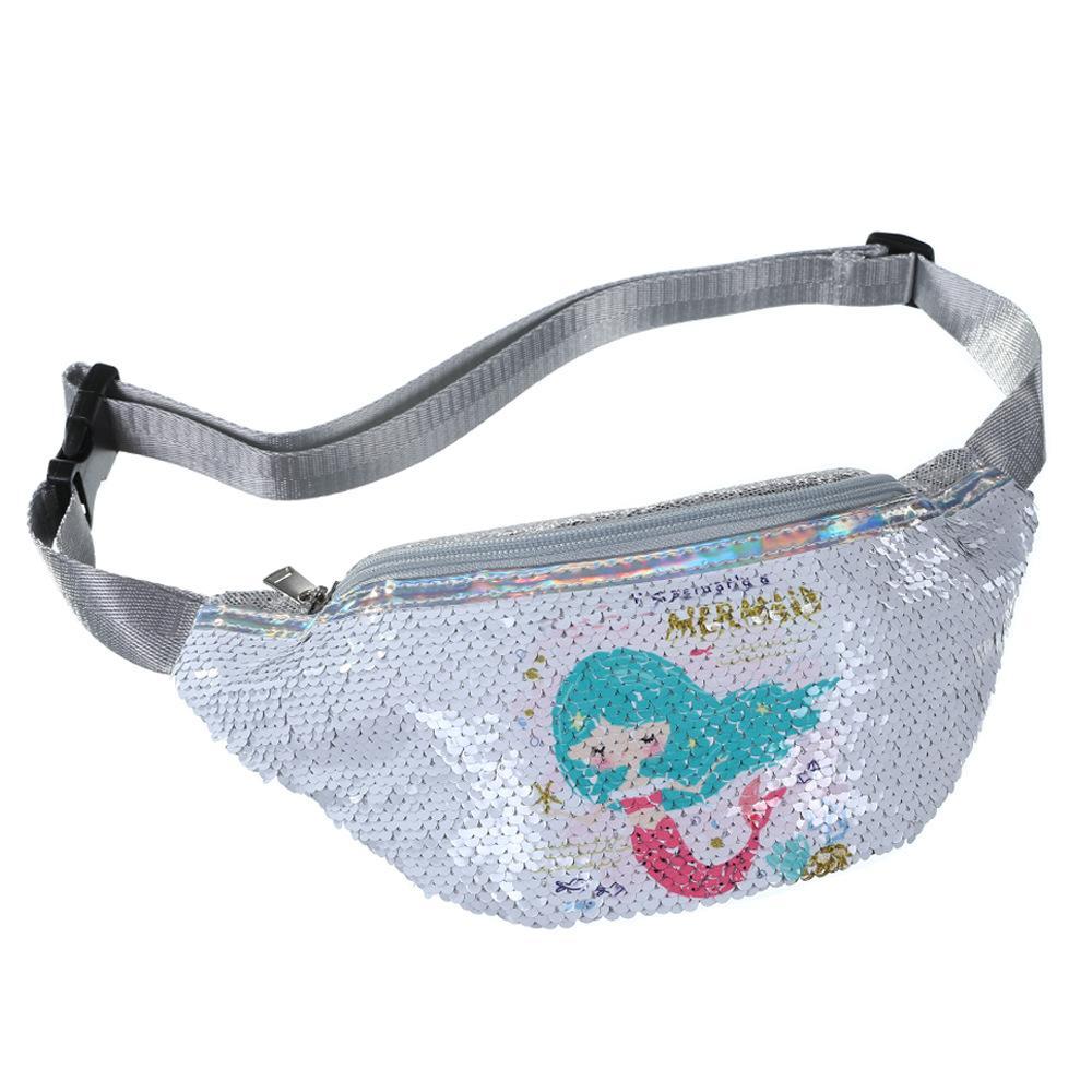Kids Shoulder Bag Unicorn Printed Sequined Waist Bag