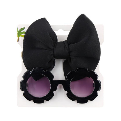 Children's Sunglasses Bow Headband Combination Set