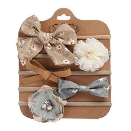 Handmade Bow Hair Band 5pcs/set Stretch Baby Headdress