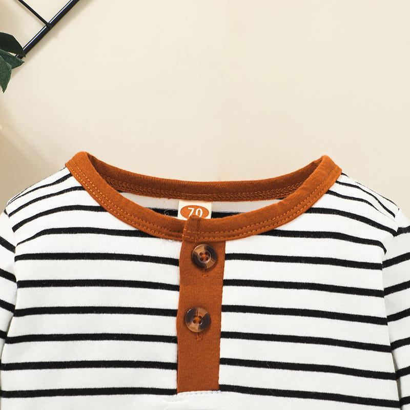 Children's Long Sleeve Open Neck Striped Pullover