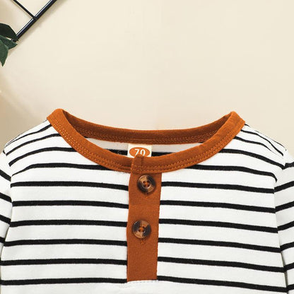 Children's Long Sleeve Open Neck Striped Pullover