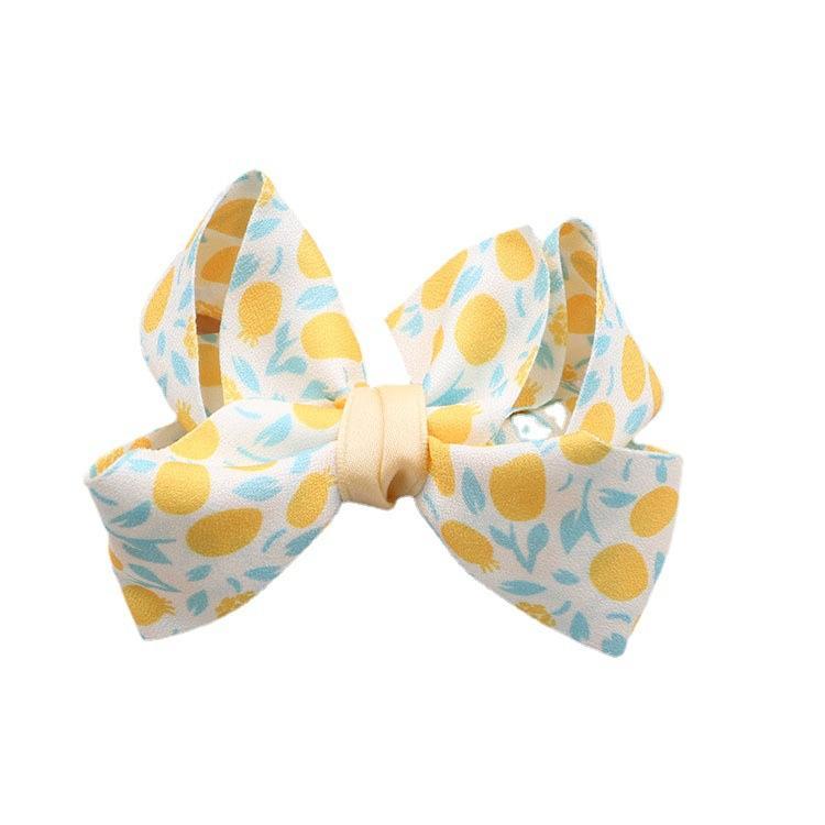 Girl's Hair Accessories Yellow Printed Bow Hairpin