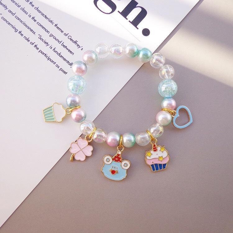 Girl's Cute Cartoon Pendant Beaded Bracelet