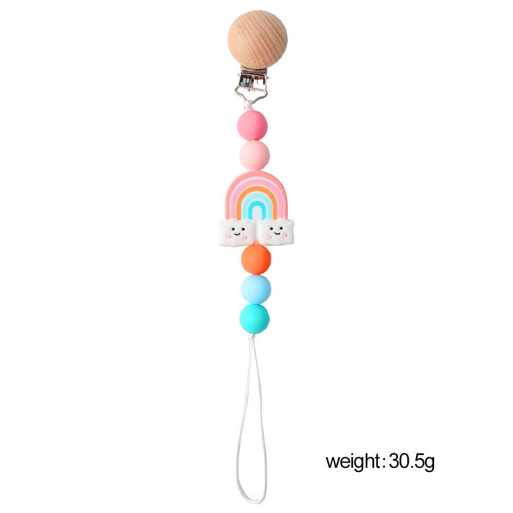 Baby Handmade Wooden Nipple Clip Silicone Anti-drop Chain