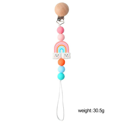 Baby Handmade Wooden Nipple Clip Silicone Anti-drop Chain