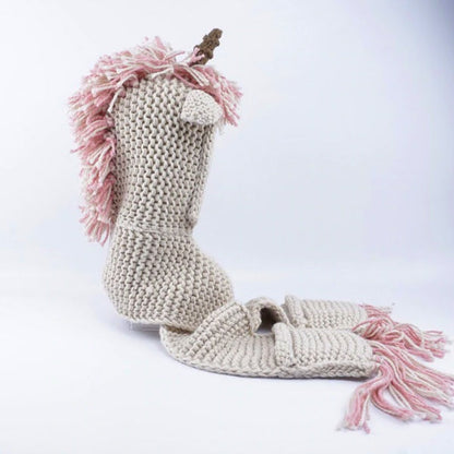 Girls Knitted Unicorn Winter Hat Hooded Scarf