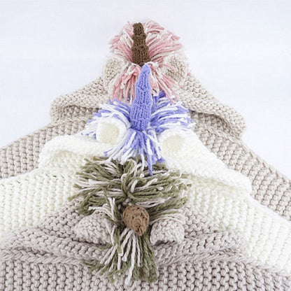 Girls Knitted Unicorn Winter Hat Hooded Scarf