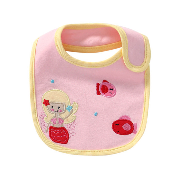 Unisex Solid Color Cartoon Embroidered Baby Bibs