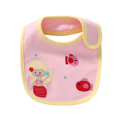 Unisex Solid Color Cartoon Embroidered Baby Bibs