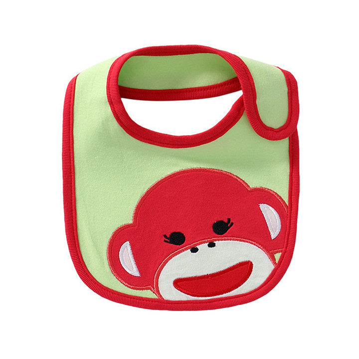Unisex Solid Color Cartoon Embroidered Baby Bibs