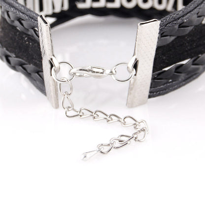 Girls Leather Infinity Love Unicorn Charm Bracelet