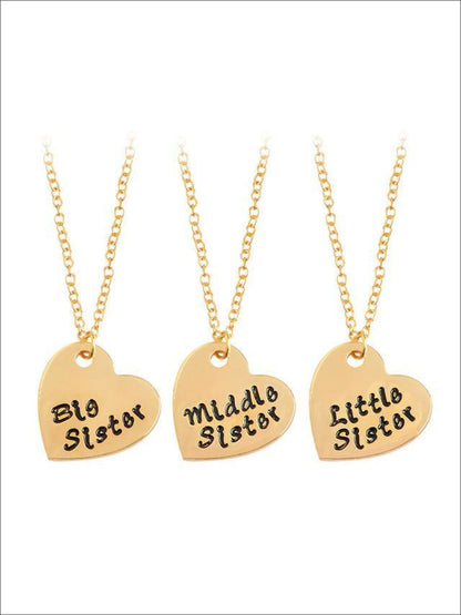 Girls Sister Siblings 3 Necklace Set