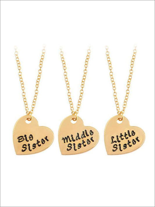 Girls Sister Siblings 3 Necklace Set