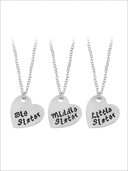 Girls Sister Siblings 3 Necklace Set