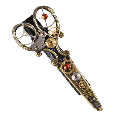 Steampunk Retro Gear Scissor Brooch