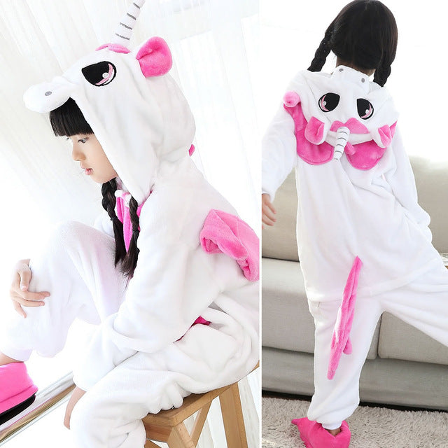 Kids White Unicorn Onesie Costume / Pajamas