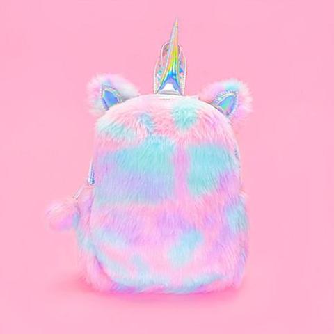 Plush Rainbow Unicorn Mini Backpack / Hand Bag