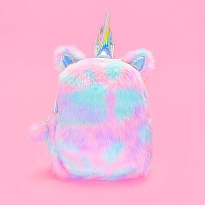 Plush Rainbow Unicorn Mini Backpack / Hand Bag