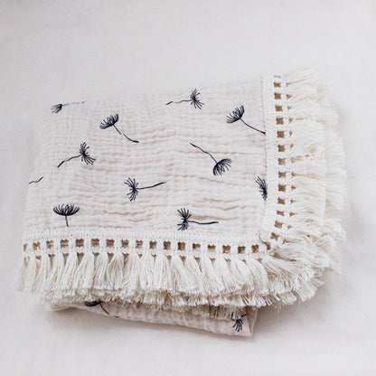 Children's Double Cotton Soft Tassel Baby Bath Towel Baby Blanket