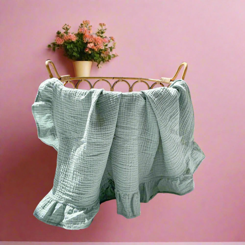 Baby Ruffle Solid Cotton Gauze Blanket Wholesale Baby Blanket