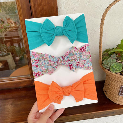 Baby Nylon Bow Printed Hair Bands Babywear Wholesale 3-Pack